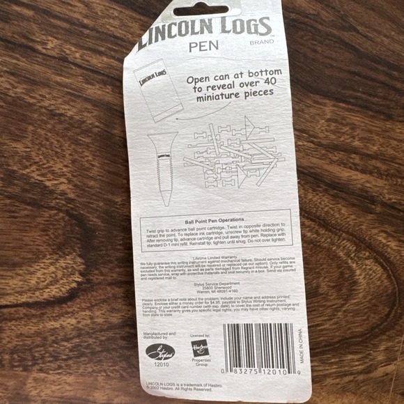 NOS Vtg Hasbro Miniature Lincoln Logs Brand Pen w/40 Pieces Sealed! - Picture 2 of 6